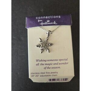 Hallmark From Connections Stainless Steel Snowflake Necklace 18" to 20" New